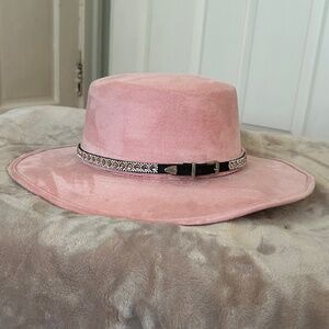 Festival Pink Suede Cowboy Hat with Pink Rhinestone Band S/M Made in Mexico